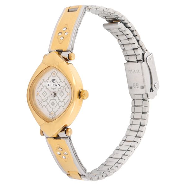 Titan Quartz Analog White Dial Stainless Steel Strap Watch for Women - image number 1