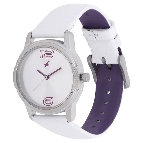 Fastrack Quartz Analog Silver Dial Leather Strap Watch for Girls - image number 1