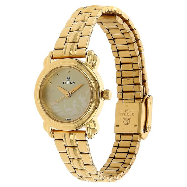Titan Quartz Analog Champagne Dial Stainless Steel Strap Watch for Women - image number 1