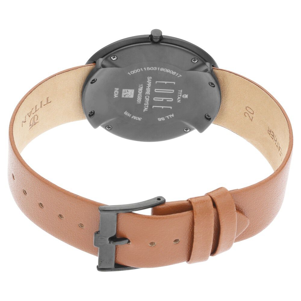 Titan Edge Zen Black Dial Analog Leather Strap Watch for Men