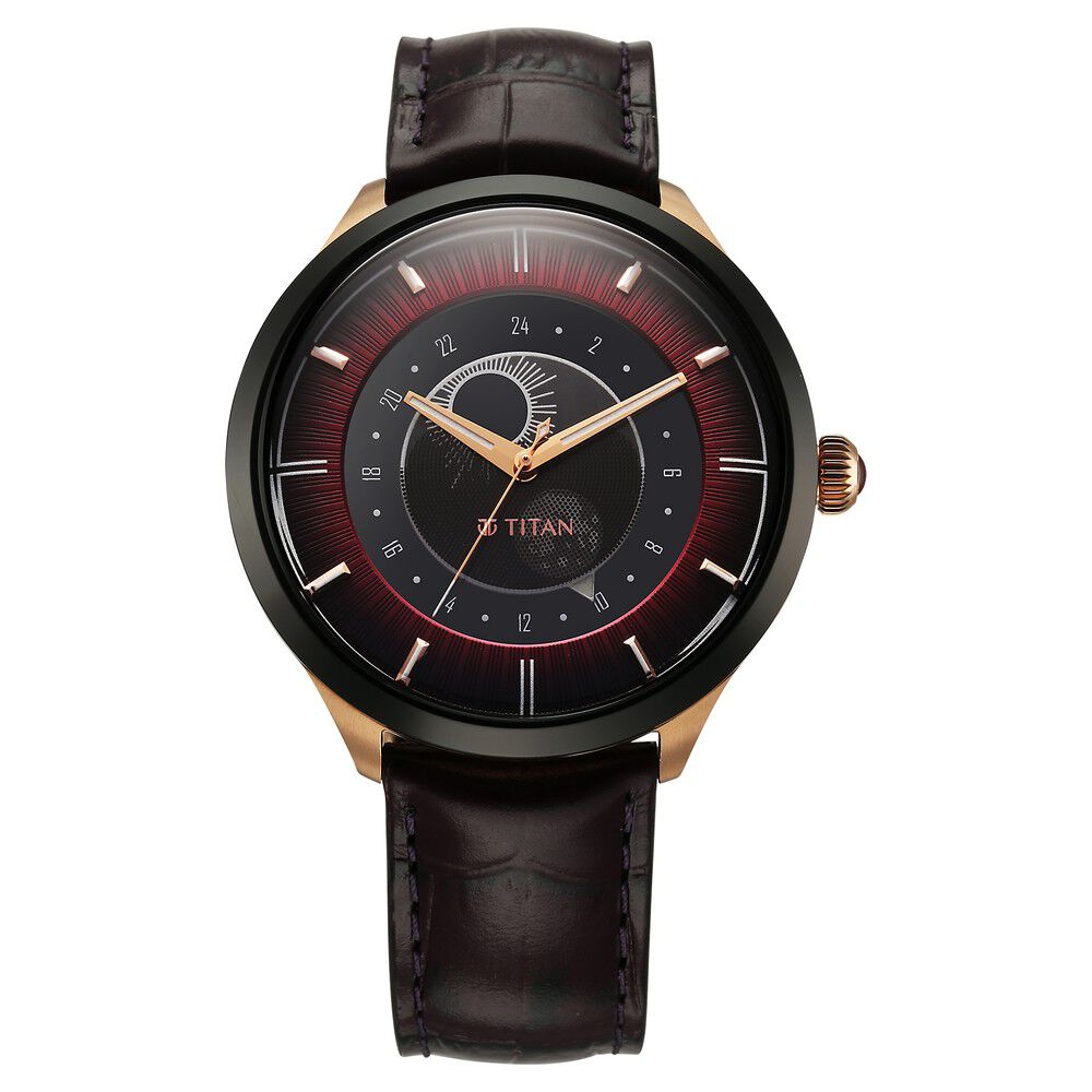 Buy Online Titan Caleum Sun Moon Phase in Scarlet Red Stellar Edition 10028kl01 Titan