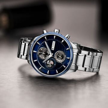 Titan Maritime Blue Dial Quartz Multifunction Stainless Steel Strap watch for Men