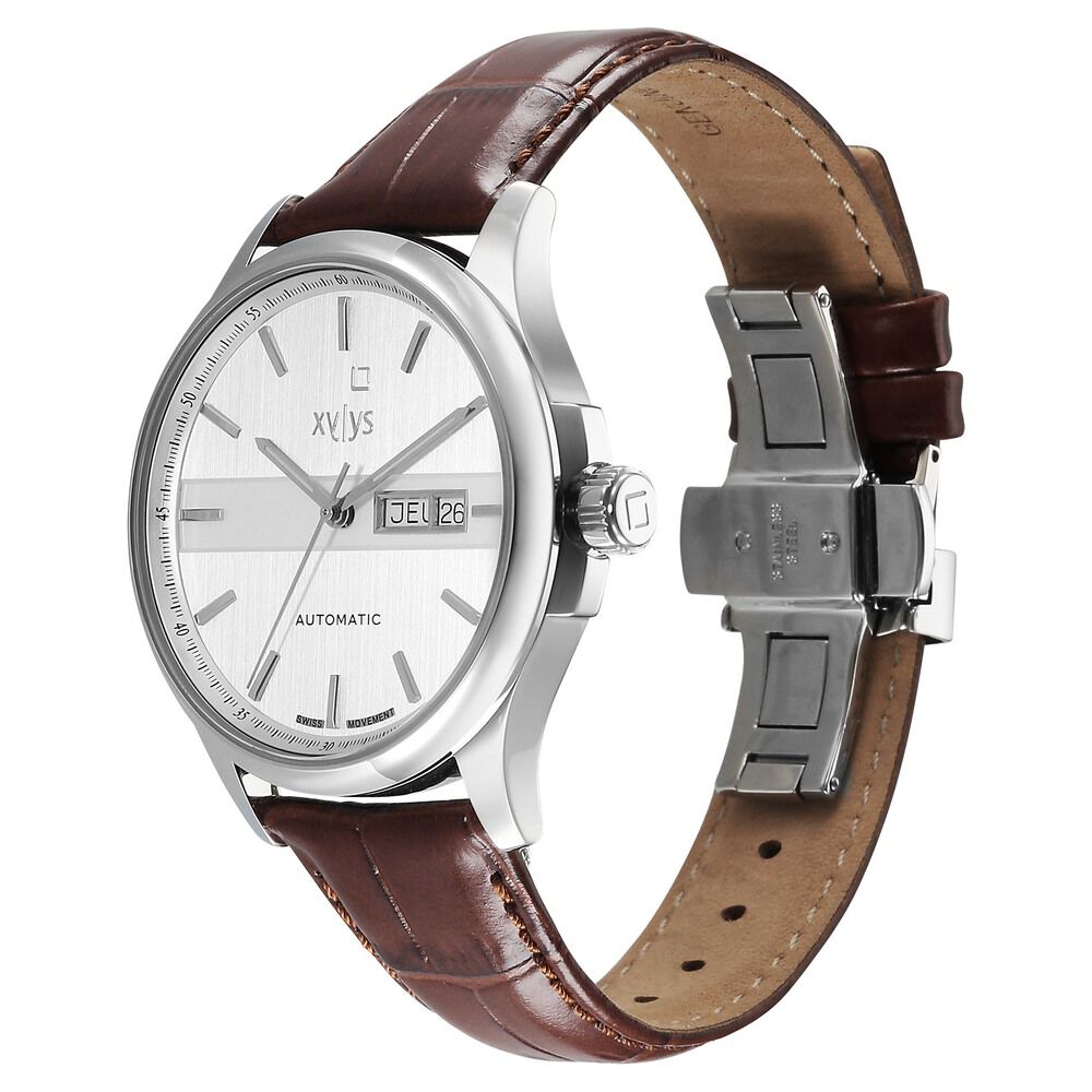 Buy Online Xylys Automatic Silver Dial Brown Leather Strap Watch