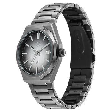 Vyb Orion By Fastrack Quartz Analog Grey Dial Grey Stainless Steel Strap Watch For Guys