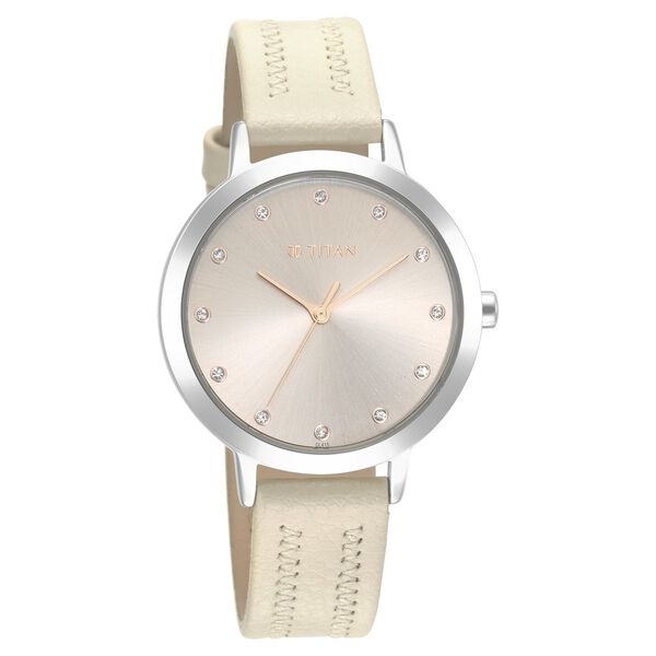 Titan Memento Beige Dial Analog Leather Strap Watch for Women - image number 1