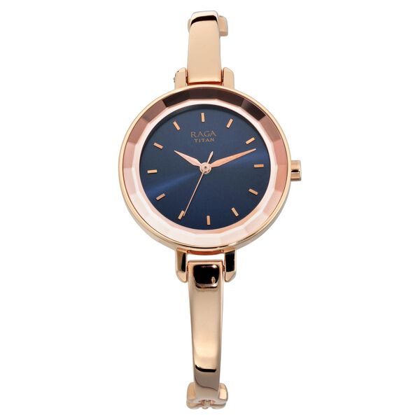 Titan Quartz Analog Blue Dial Metal Strap Watch for Women - image number 0