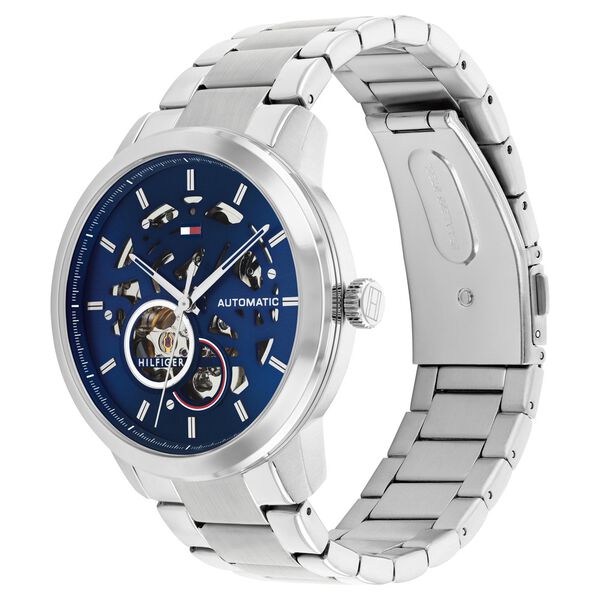 Tommy Hilfiger Automatic Blue Dial Stainless Steel Strap Watch For Men - image number 1