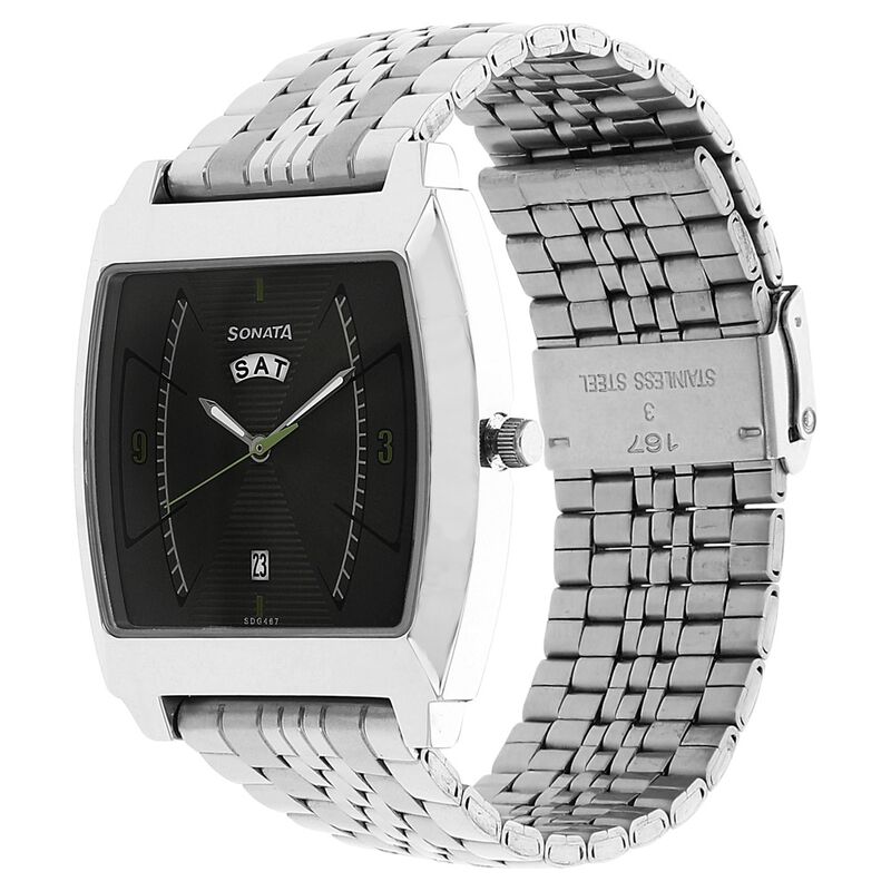 Sonata Quartz Analog with Day and Date Grey Dial Stainless Steel Strap Watch for Men - image number 1