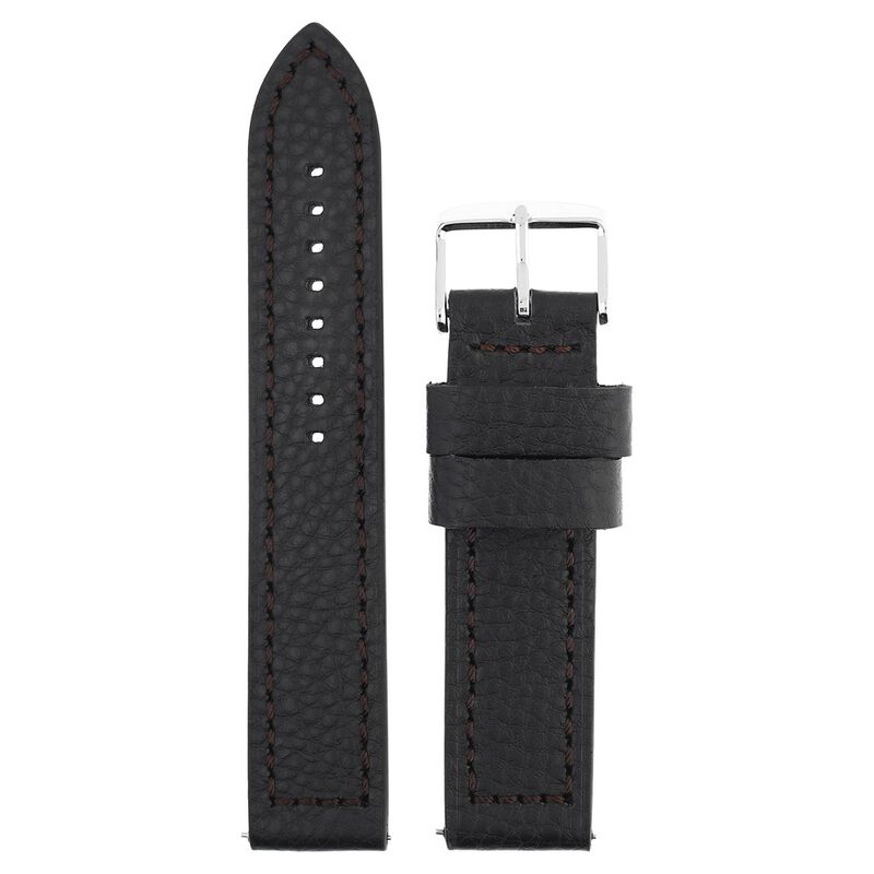 22 mm Black Genuine Leather Straps for Men