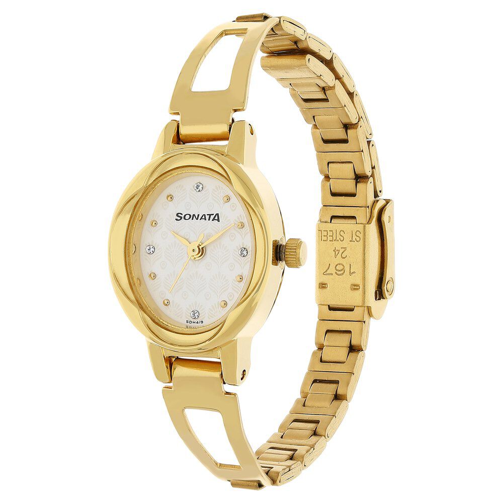 Buy Online Sonata Pankh White Dial Women Watch With Stainless