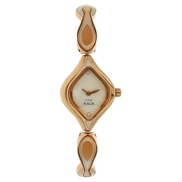 Titan Quartz Analog White Dial Stainless Steel Strap Watch for Women - image number 0