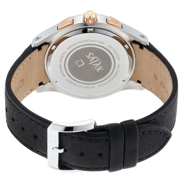 Xylys Swiss Multifunction Black Leather Strap White Dial Watch For Men - image number 4