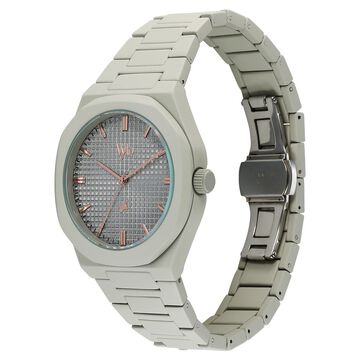 Vyb Hustler By Fastrack Quartz Analog Grey Dial Metal Strap Watch For Guys