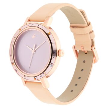 Fastrack Paint Me Quartz Analog Pink Dial Leather Strap Watch for Girls