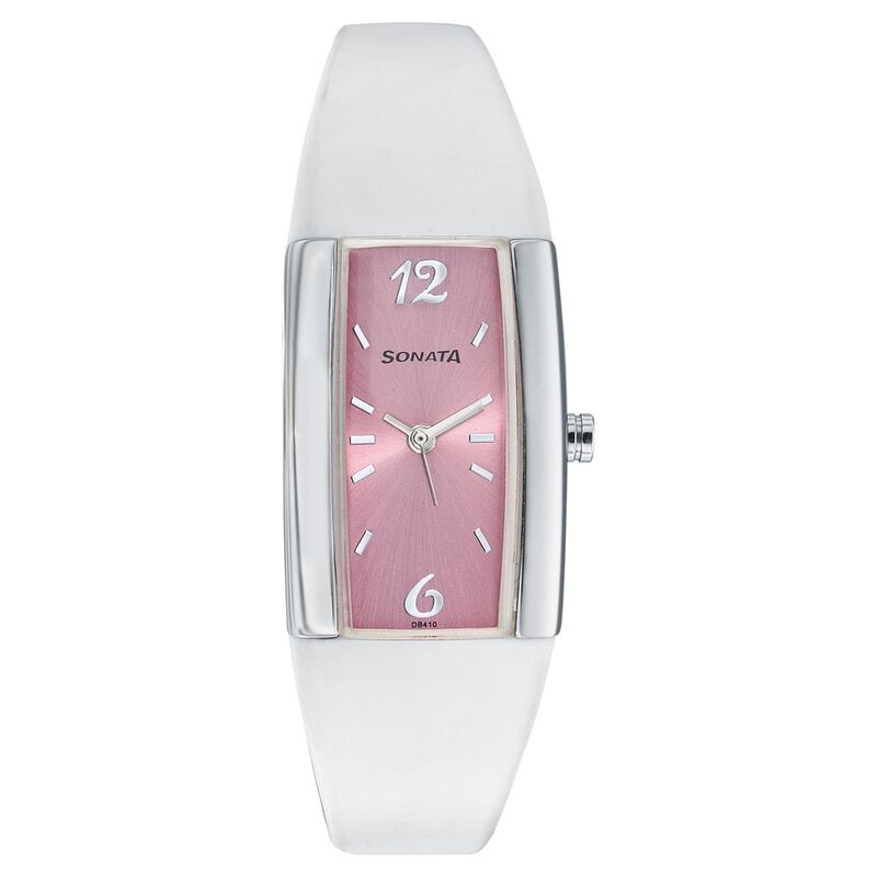 SF Quartz Analog Pink Dial Plastic Strap Watch for Women
