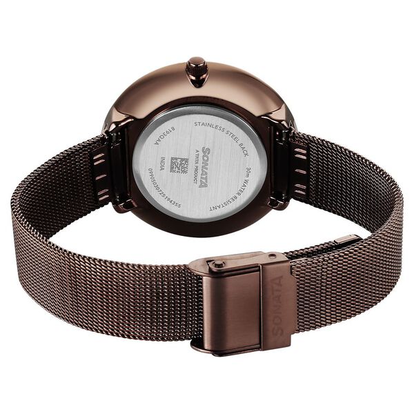 Sonata Modern Edit Quartz Analog Brown Dial Stainless Steel Strap Watch For Women - image number 4