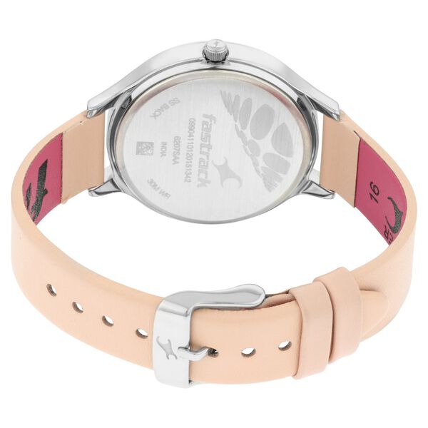 Fastrack Ruffles Quartz Analog with Day and Date Beige Dial Leather Strap Watch for Girls - image number 5