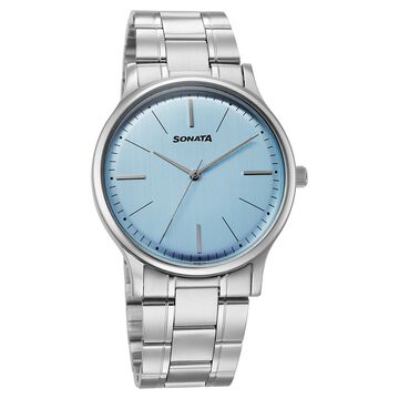 Sonata Aspire Quartz Analog Blue Dial Stainless Steel Strap Watch For Men