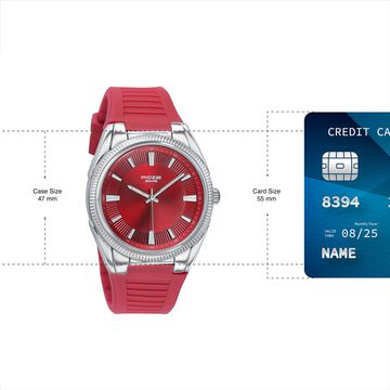 Poze By Sonata Quartz Analog Red Dial Red Silicone Strap Watch For Men