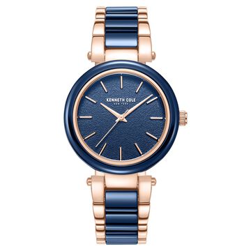 Kenneth Cole Quartz Analog Blue Dial Blue Stainless Steel & Ceramic Strap Watch For Women