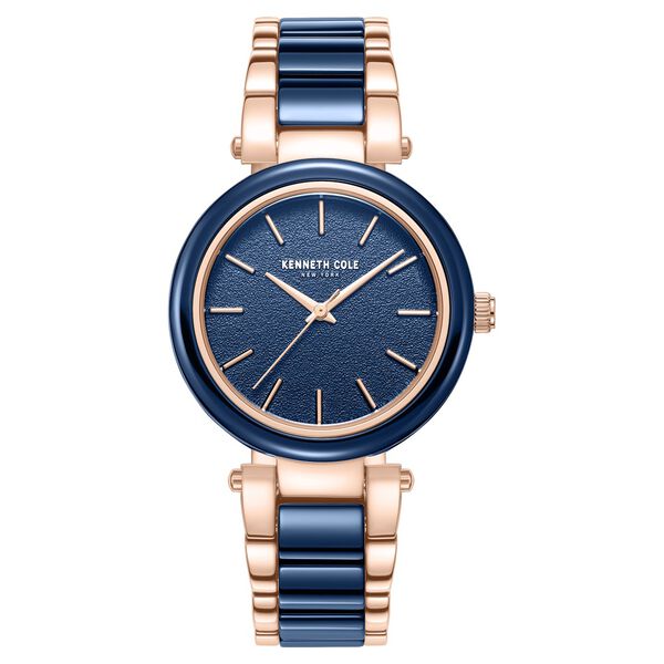 Kenneth Cole Quartz Analog Blue Dial Blue Stainless Steel & Ceramic Strap Watch For Women - image number 0