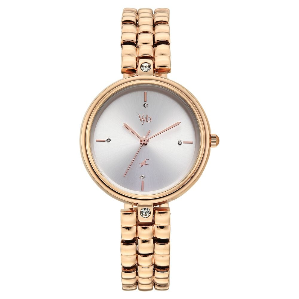 Vyb Iconiqu� By Fastrack Quartz Analog Silver Dial Rose Gold Metal Strap Watch For Girls-image-37
