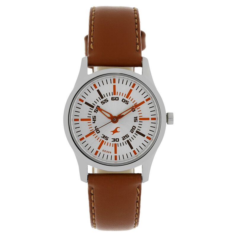 Fastrack Warpaint Quartz Analog Silver Dial Leather Strap Watch for Girls