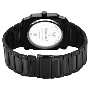 Vyb Challenger By Fastrack Quartz Analog Black Dial Black Stainless Steel Strap Watch For Guys