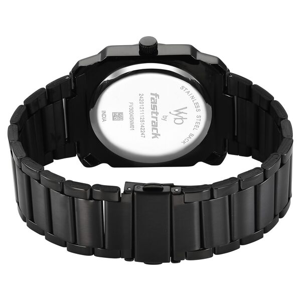 Vyb Challenger By Fastrack Quartz Analog Black Dial Black Stainless Steel Strap Watch For Guys - image number 5