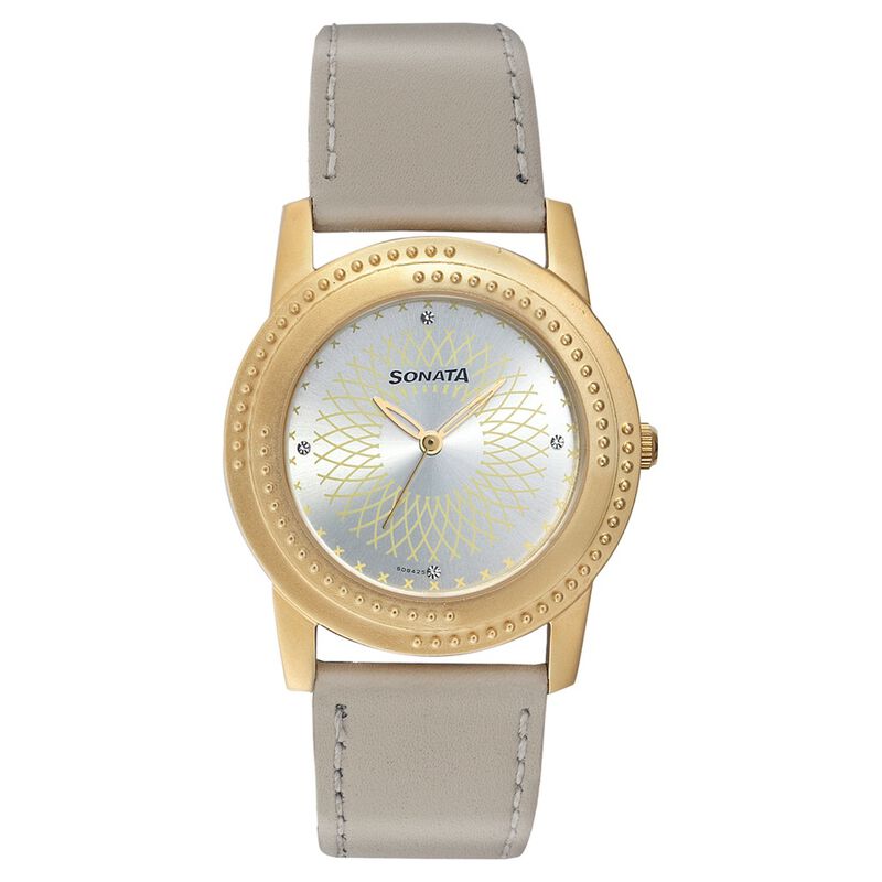 Sonata Quartz Analog Silver Dial Strap Watch for Women