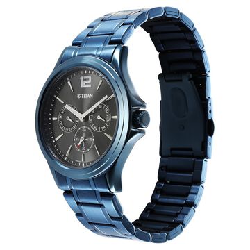 Titan Neo Splash Anthracite Dial Quartz Multifunction Stainless Steel Strap Watch for Men
