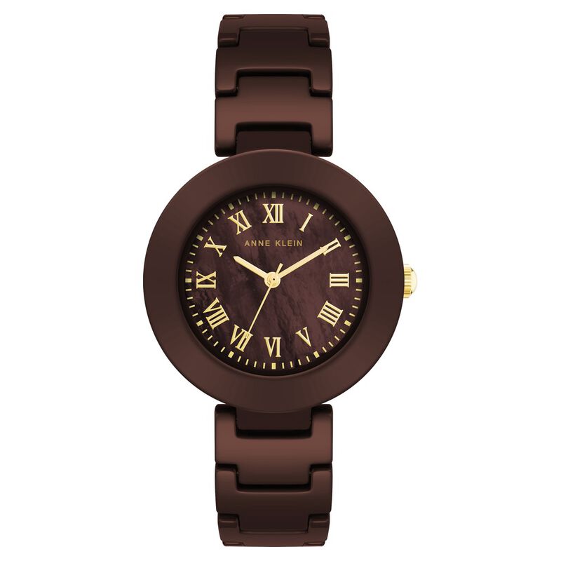 Anne Klein Quartz Analog Brown Dial Ceramic Strap Watch for Women