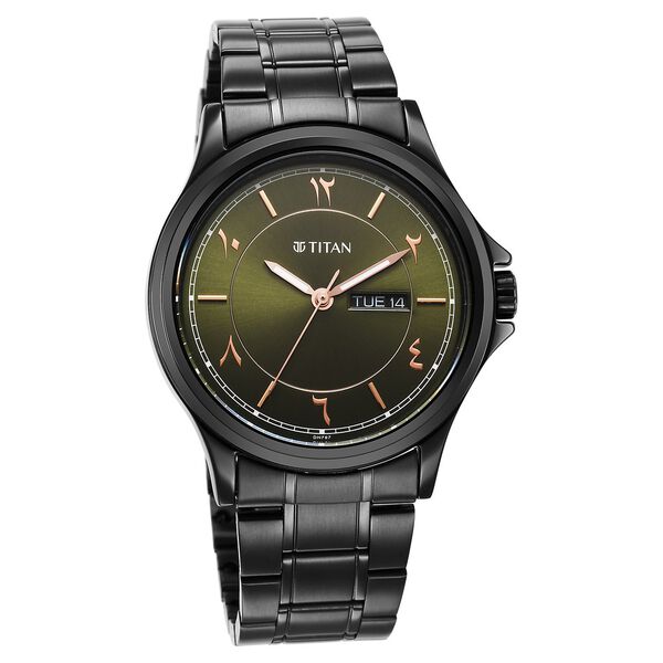 Titan Marhaba Green Dial Analog Stainless Steel Strap Watch for Men - image number 0