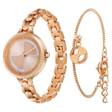 Fastrack Pulse Quartz Analog Rose Gold Dial Metal Strap Watch For Girls