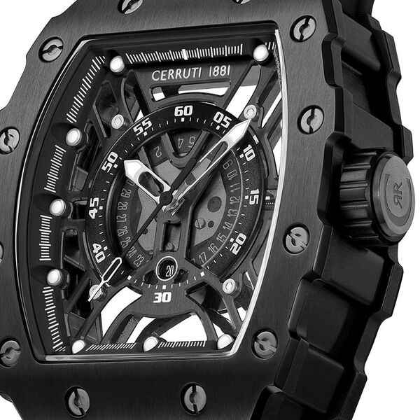 Cerruti 1881 Quartz Analog Black Dial Black Silicone Strap Watch For Men - image number 2