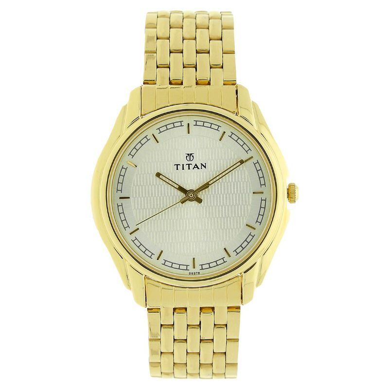 Titan Quartz Analog White Dial Stainless Steel Strap Watch for Men
