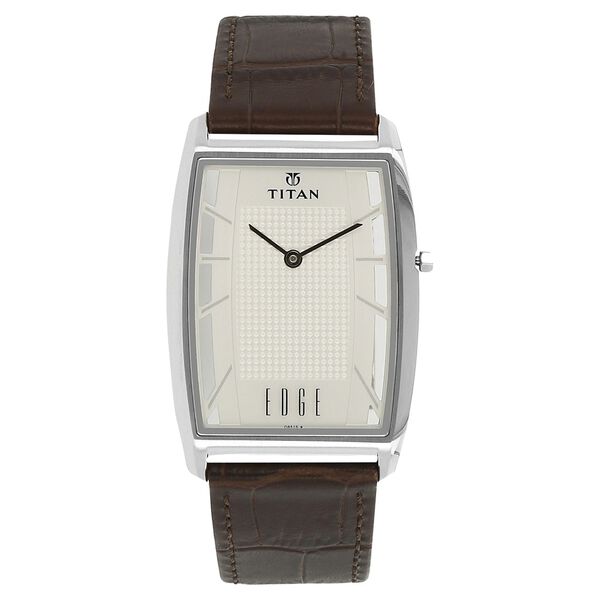 Titan Edge SilverTonneau Dial Analog Leather Strap Watch for Men - image number 0