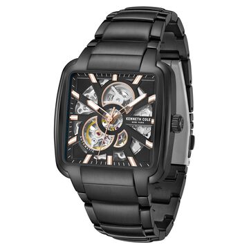 Kenneth Cole Automatic Black Dial Black Stainless Steel Strap Watch For Men