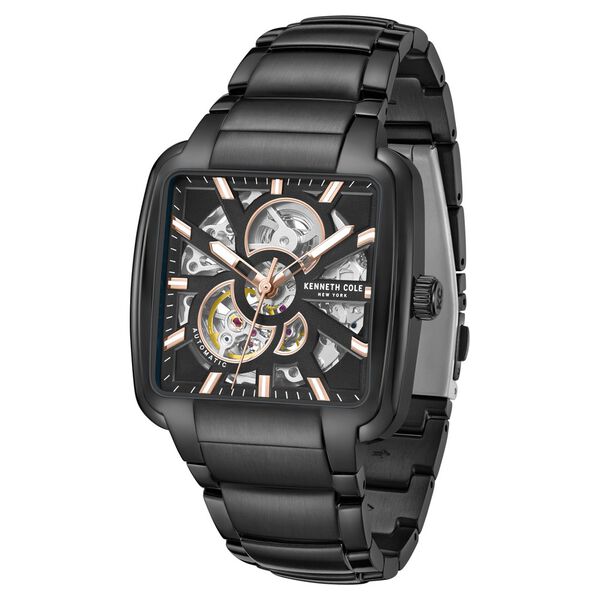 Kenneth Cole Automatic Black Dial Black Stainless Steel Strap Watch For Men - image number 1