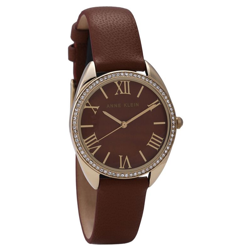 Anne Klein Quartz Analog Brown Dial Leather Strap Watch for Women - image number 1