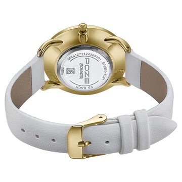 Sonata Poze Quartz Analog Silver Dial Leather Strap Watch For Women