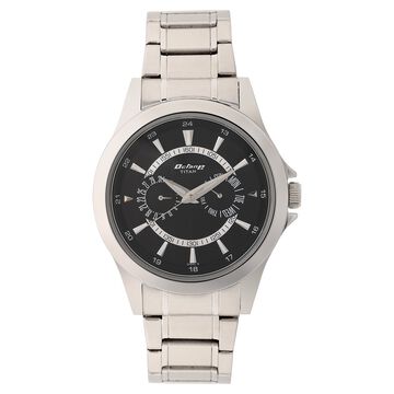Titan Octane Multifunction Black Dial Silver Stainless Steel Strap Watch For Men