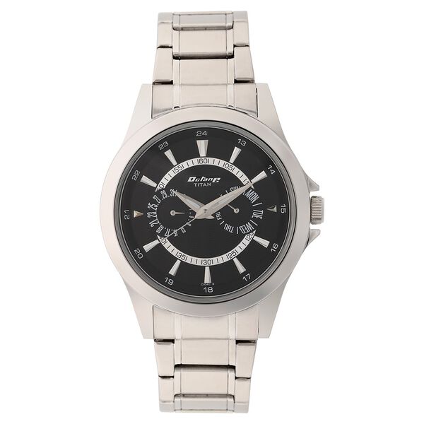Titan Octane Multifunction Black Dial Silver Stainless Steel Strap Watch For Men - image number 1