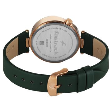 Fastrack Tick Tock Quartz Multifunction Green Dial Leather Strap Watch For Girls
