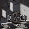 Titan Ceramic Fusion Quartz Multifunction Black Dial Rose Gold Dual-Toned Stainless Steel Bracelet Watch for Men