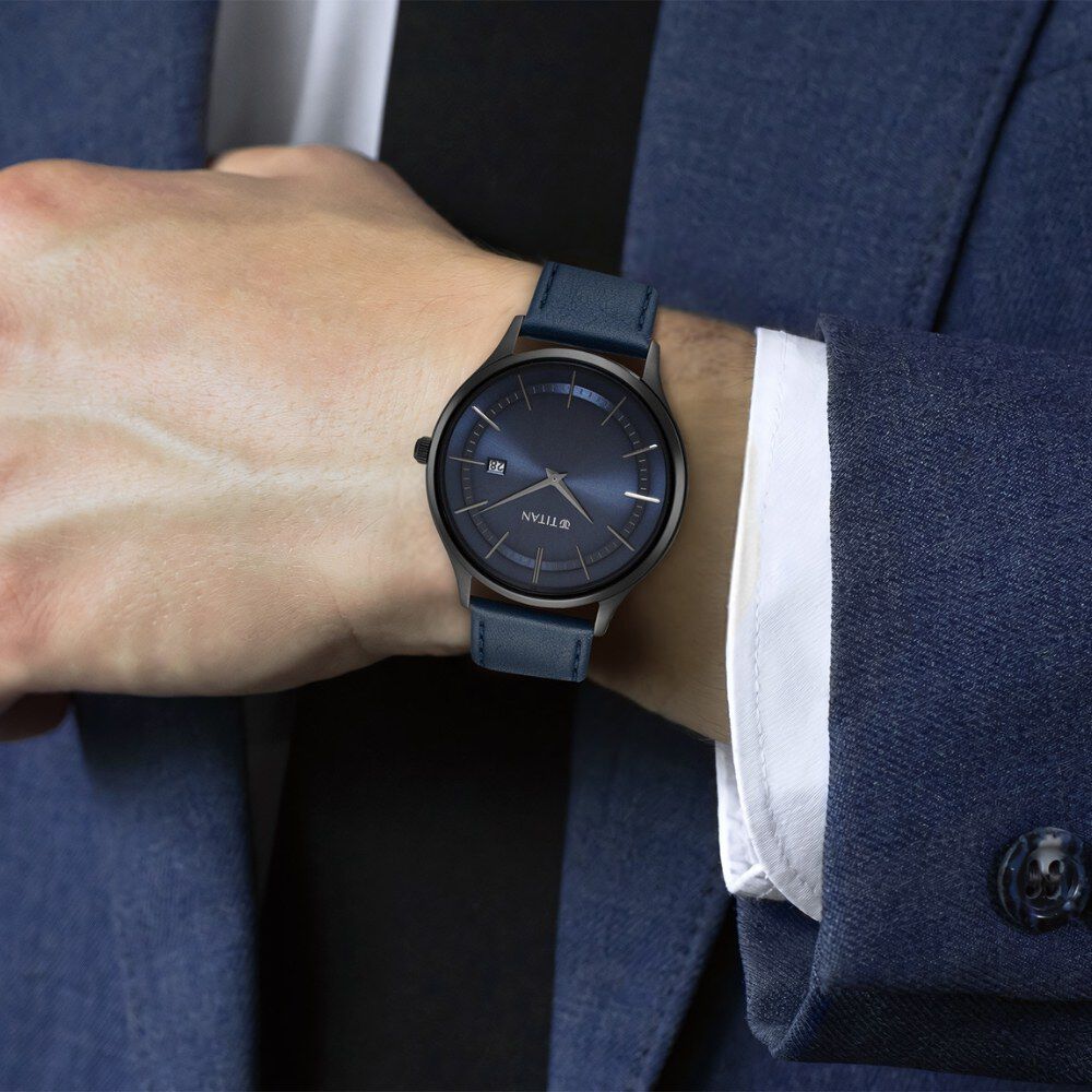 Buy Online Titan Classique Slimline Blue Dial Analog with Date