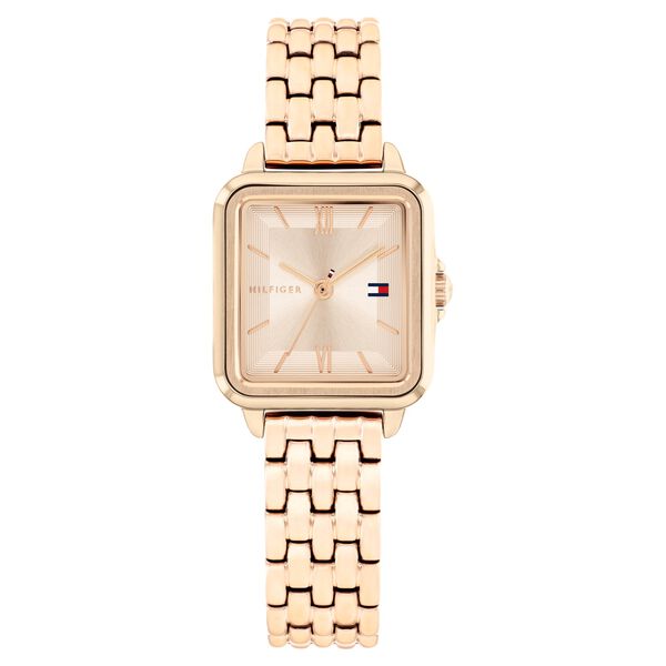 Tommy Hilfiger Quartz Analog Golden Dial Rose Gold Stainless Steel Strap Watch For Women - image number 0