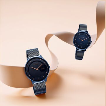 Titan Edge Pair Blue Dial Analog Stainless Steel Strap watch for Couple