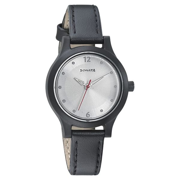 Sonata Essentials Silver Dial Women Watch With Leather Strap - image number 0
