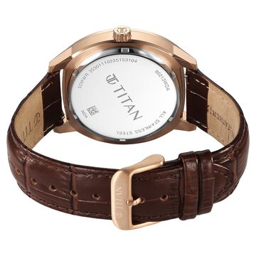 Titan Regalia Arc Analog with Day Date Second Subdial and Silver Dial Brown Leather Strap Watch for Men